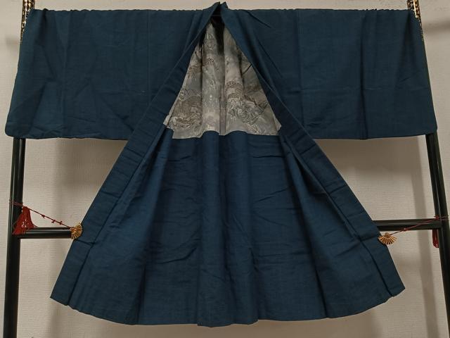 平和屋着物●男性　紬　アンサンブル　色無地　褐返し色　キングサイズ　正絹　逸品　AABE8947ph
