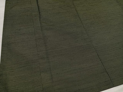 平和屋着物●男性　信州紬　アンサンブル　草木染　手織り　反端付き　正絹　逸品　AABE8950ph