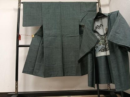 平和屋着物●男性　本場大島紬　アンサンブル　100亀甲　総詰め　正絹　逸品　AABE8951ph