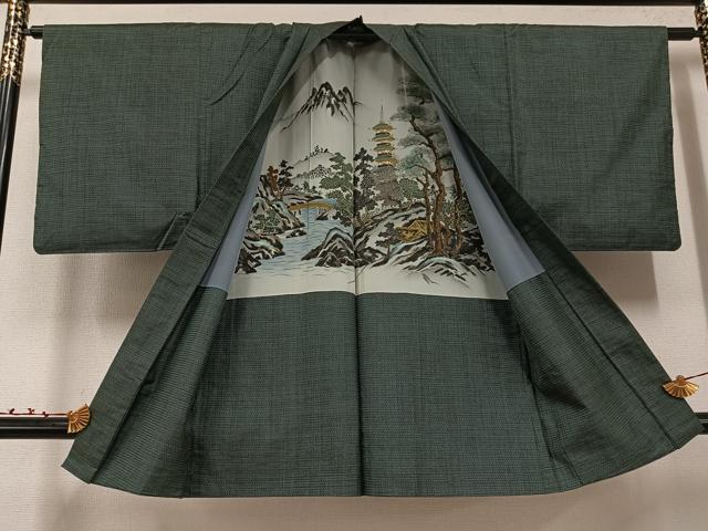 平和屋着物●男性　本場大島紬　アンサンブル　100亀甲　総詰め　正絹　逸品　AABE8951ph