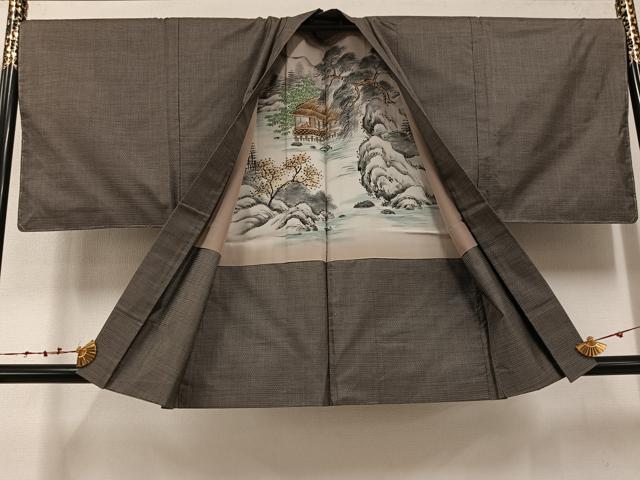 平和屋着物●男性　本場大島紬　アンサンブル　100亀甲　総詰め　正絹　逸品　未使用　AABE8952ph