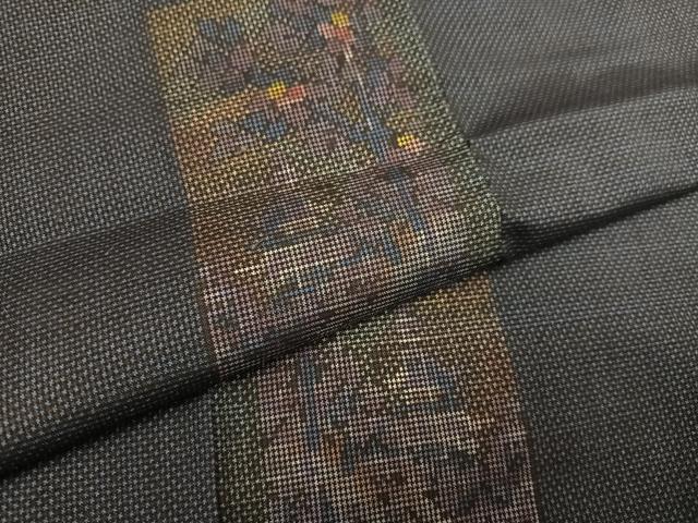 平和屋着物●本場大島紬　一元7マルキ　色紙草花文　正絹　逸品　AABE8954ph