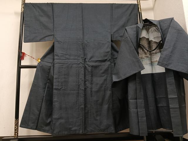 平和屋着物●男性　本場大島紬　アンサンブル　100亀甲　総詰め　正絹　逸品　AABE8957ph