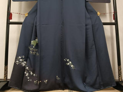 平和屋着物●訪問着　手描き　童子花文　暈し染め　金銀彩　正絹　逸品　未使用　AABE8959ph