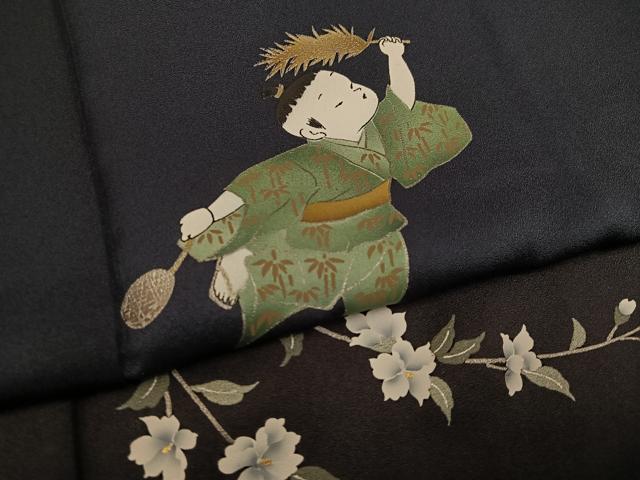 平和屋着物●訪問着　手描き　童子花文　暈し染め　金銀彩　正絹　逸品　未使用　AABE8959ph 平和屋着物○訪問着 手描き 童子花文 暈し染め 金銀彩 正絹