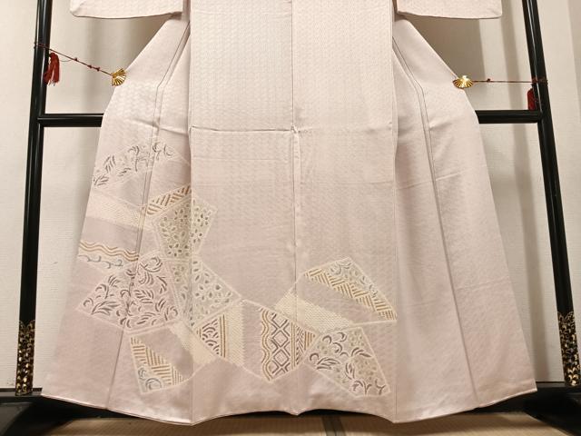 平和屋着物●訪問着　絞り　草木文　正絹　逸品　AABE8960ph