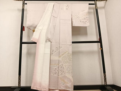 平和屋着物●訪問着　絞り　草木文　正絹　逸品　AABE8960ph
