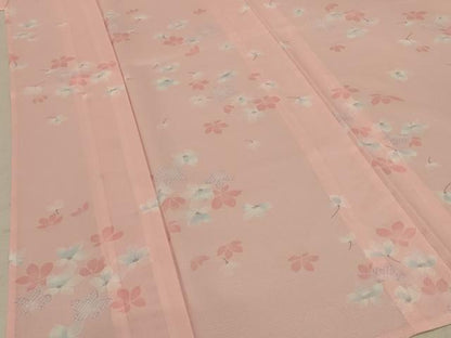 平和屋着物＊夏物 小紋 絽 舞花文 洗える着物 AABE8962jd