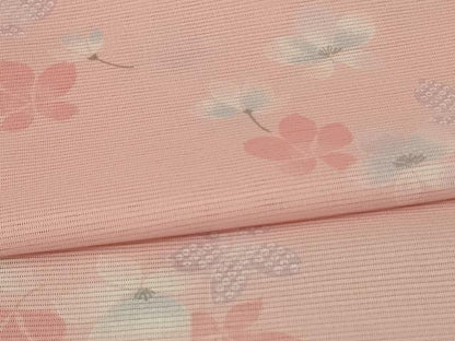 平和屋着物＊夏物 小紋 絽 舞花文 洗える着物 AABE8962jd
