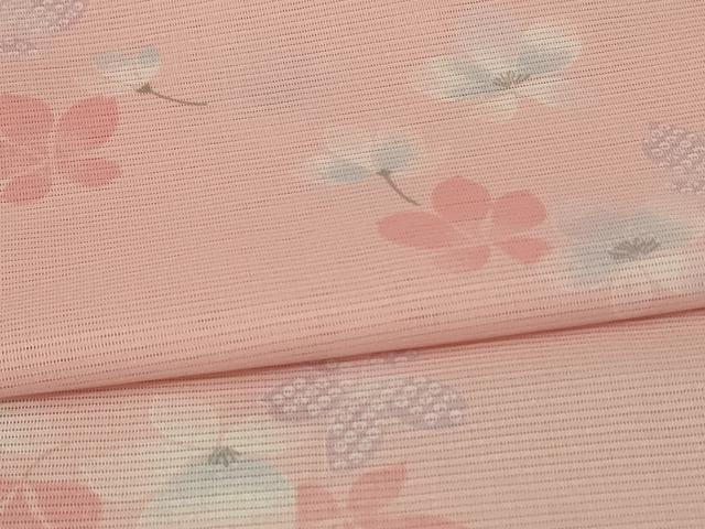 平和屋着物＊夏物 小紋 絽 舞花文 洗える着物 AABE8962jd
