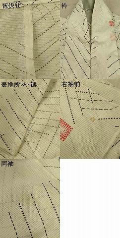 平和屋着物＊夏物 小紋 絽 幾何学文様 洗える着物 AABE8965jd