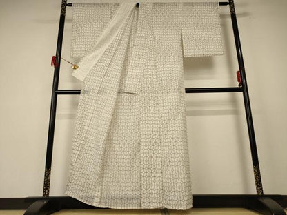 平和屋着物＊夏物 小紋 絽 幾何学文様 洗える着物 AABE8967jd