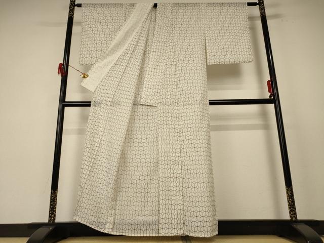 平和屋着物＊夏物 小紋 絽 幾何学文様 洗える着物 AABE8967jd