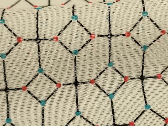 平和屋着物＊夏物 小紋 絽 幾何学文様 洗える着物 AABE8967jd