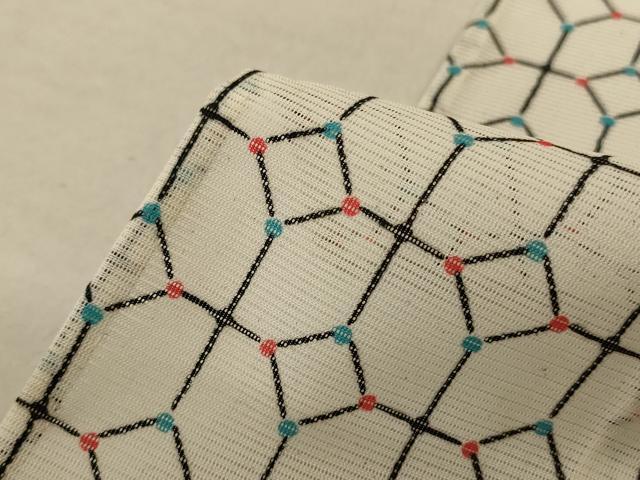 平和屋着物＊夏物 小紋 絽 幾何学文様 洗える着物 AABE8967jd
