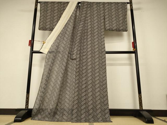 平和屋着物＊夏物 小紋 絽 檜垣丸文 洗える着物 AABE8970jd