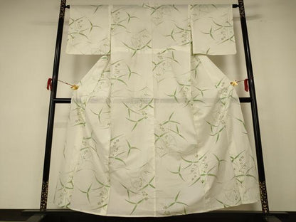平和屋着物＊夏物　小紋　絽　草花文　洗える着物　AABE8974jd