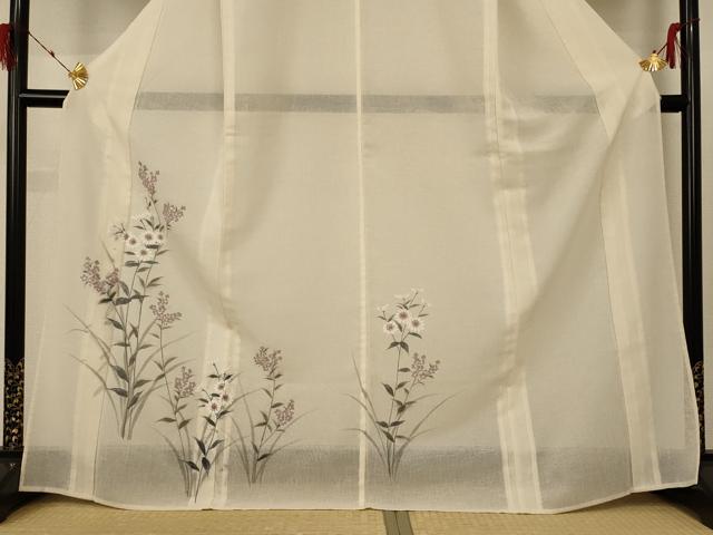 平和屋着物＊夏物 訪問着 紗 草花文 洗える着物 AABE8976jd