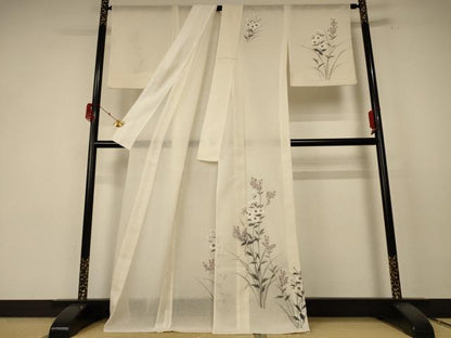 平和屋着物＊夏物 訪問着 紗 草花文 洗える着物 AABE8976jd