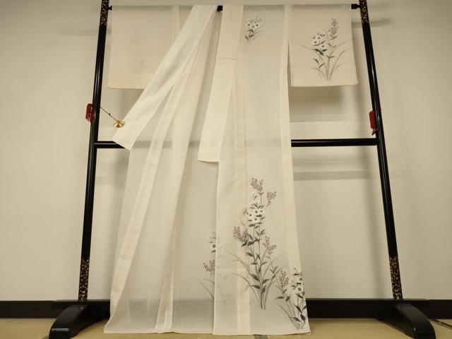 平和屋着物＊夏物 訪問着 紗 草花文 洗える着物 AABE8976jd