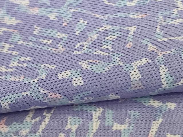 平和屋着物＊夏物　小紋　絽　幾何学文様　洗える着物　AABE8977jd