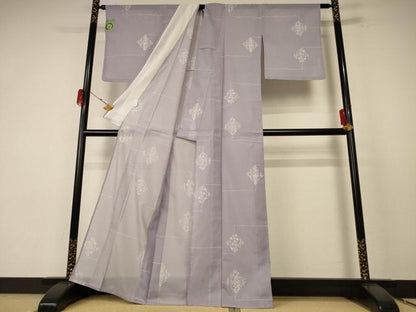 平和屋着物＊夏物 小紋 絽 菱花文 洗える着物 未使用 AABE8978jd