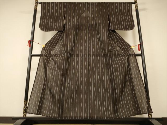 平和屋着物＊夏物 紗紬 変わり縞 正絹 逸品 AABE8987jd
