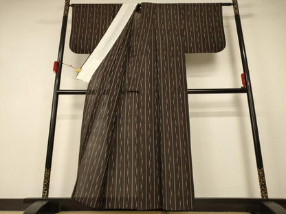 平和屋着物＊夏物 紗紬 変わり縞 正絹 逸品 AABE8987jd
