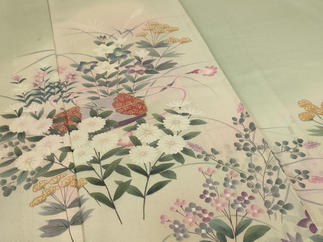 平和屋着物＊夏物 訪問着 絽 文箱花文 正絹 逸品 AABE8992jd