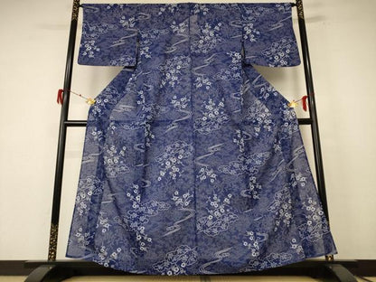 平和屋着物＊夏物 小紋 絽 草花文 洗える着物 AABE8996jd