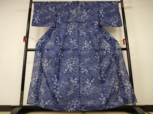 平和屋着物＊夏物 小紋 絽 草花文 洗える着物 AABE8996jd
