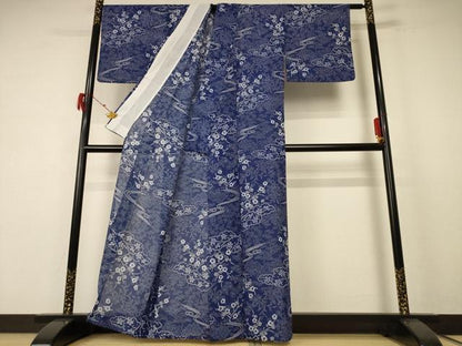 平和屋着物＊夏物 小紋 絽 草花文 洗える着物 AABE8996jd