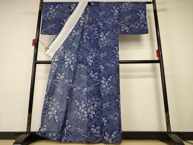 平和屋着物＊夏物 小紋 絽 草花文 洗える着物 AABE8996jd
