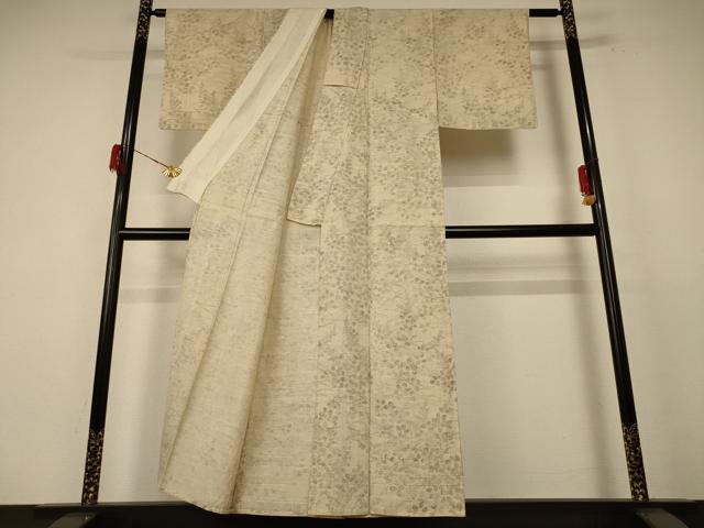 平和屋着物＊夏物 生紬 草花文 正絹 逸品 AABE8998jd