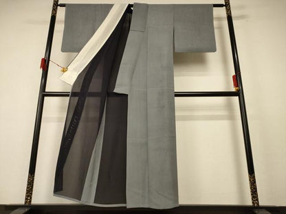 平和屋着物＊夏物 小紋 絽 変わり縞 正絹 逸品 AABE9003jd