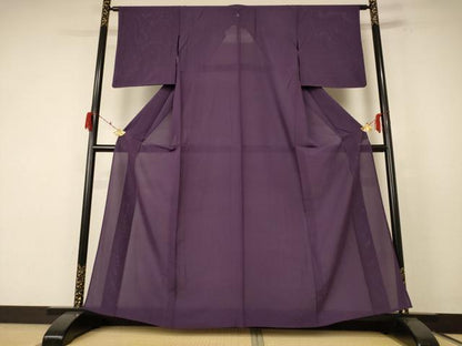 平和屋着物＊夏物 色無地 絽 滅紫色 正絹 逸品 AABE9013jd