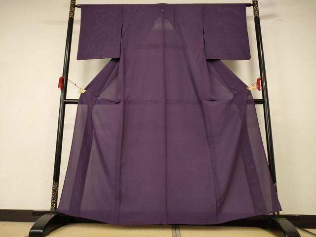 平和屋着物＊夏物 色無地 絽 滅紫色 正絹 逸品 AABE9013jd