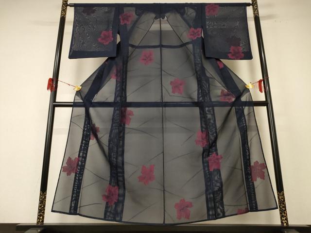 平和屋着物＊夏物 小紋 紗 舞花文 正絹 逸品 AABE9014jd