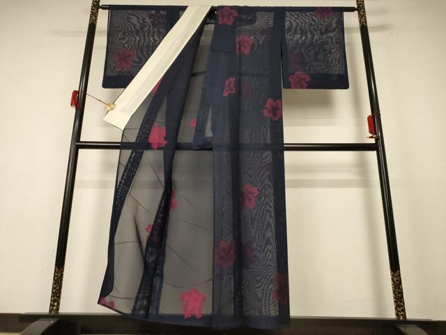 平和屋着物＊夏物 小紋 紗 舞花文 正絹 逸品 AABE9014jd