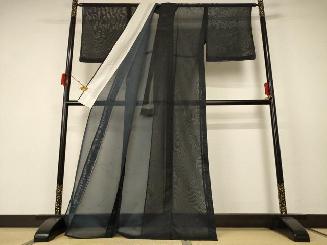 平和屋着物＊夏物　小紋　紗　笹文　正絹　逸品　未使用　AABE9018jd