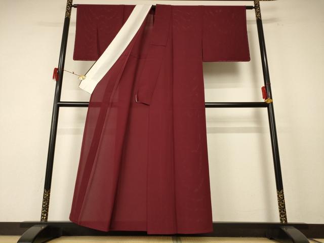 平和屋着物＊夏物 色無地 絽 葡萄茶色 正絹 逸品 AABE9021jd