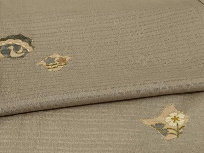 平和屋着物＊夏物 小紋 絽縮緬 草花文 金彩 正絹 逸品 AABE9024jd