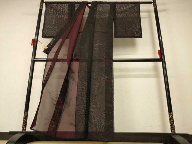 平和屋着物＊夏物 小紋 紗 枝葉文 銀糸 正絹 逸品 未使用 AABE9025jd