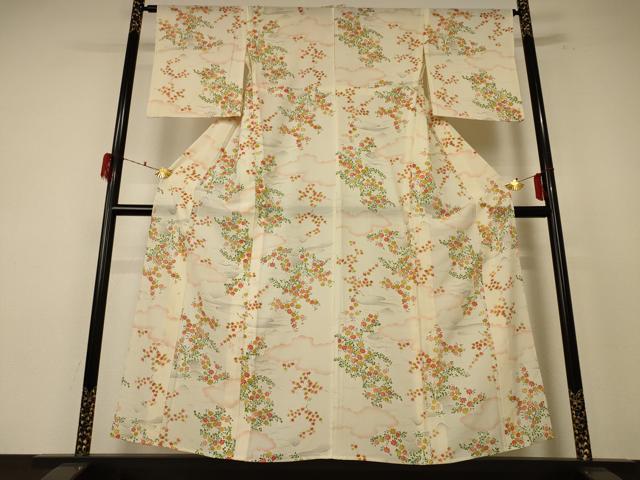 平和屋着物＊夏物 小紋 絽 風景草花文 正絹 逸品 AABE9026jd