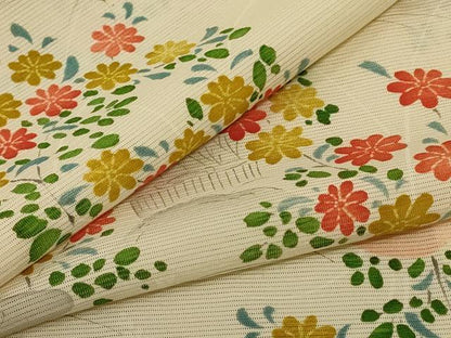 平和屋着物＊夏物 小紋 絽 風景草花文 正絹 逸品 AABE9026jd