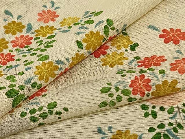 平和屋着物＊夏物 小紋 絽 風景草花文 正絹 逸品 AABE9026jd