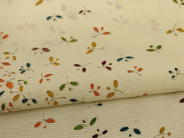 平和屋着物＊夏物 小紋 絽 舞葉文 正絹 逸品 AABE9027jd
