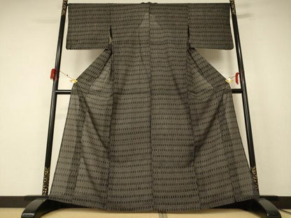 平和屋着物＊夏物 小紋 絽 作家物 変わり縞 洗える着物 AABE9032jd