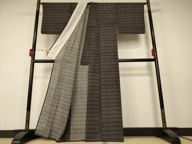 平和屋着物＊夏物 小紋 絽 作家物 変わり縞 洗える着物 AABE9032jd