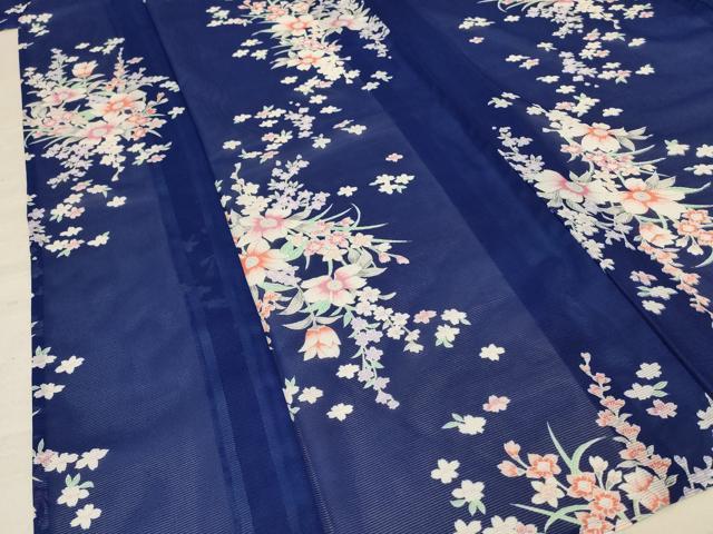 平和屋着物＊夏物 小紋 絽 草花文 洗える着物 AABE9035jd